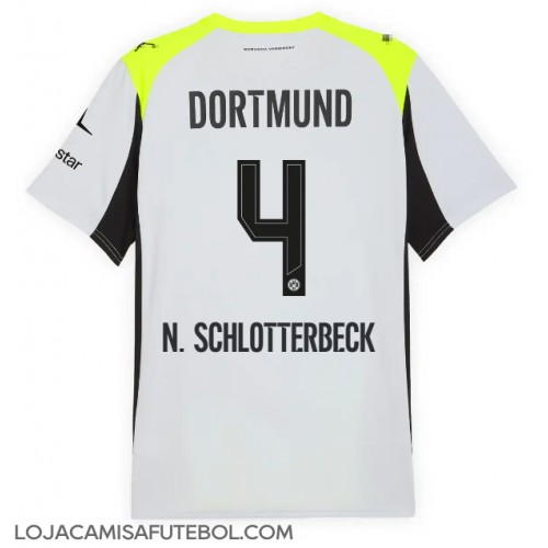 Camisa de Futebol Borussia Dortmund Nico Schlotterbeck #4 Equipamento Secundário 2025-26 Manga Curta